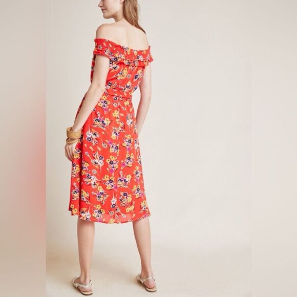 Anthropologie, 52 Conversations Off-The-Shoulder Floral Dress – Size 6 – Pockets - Picture 3 of 16